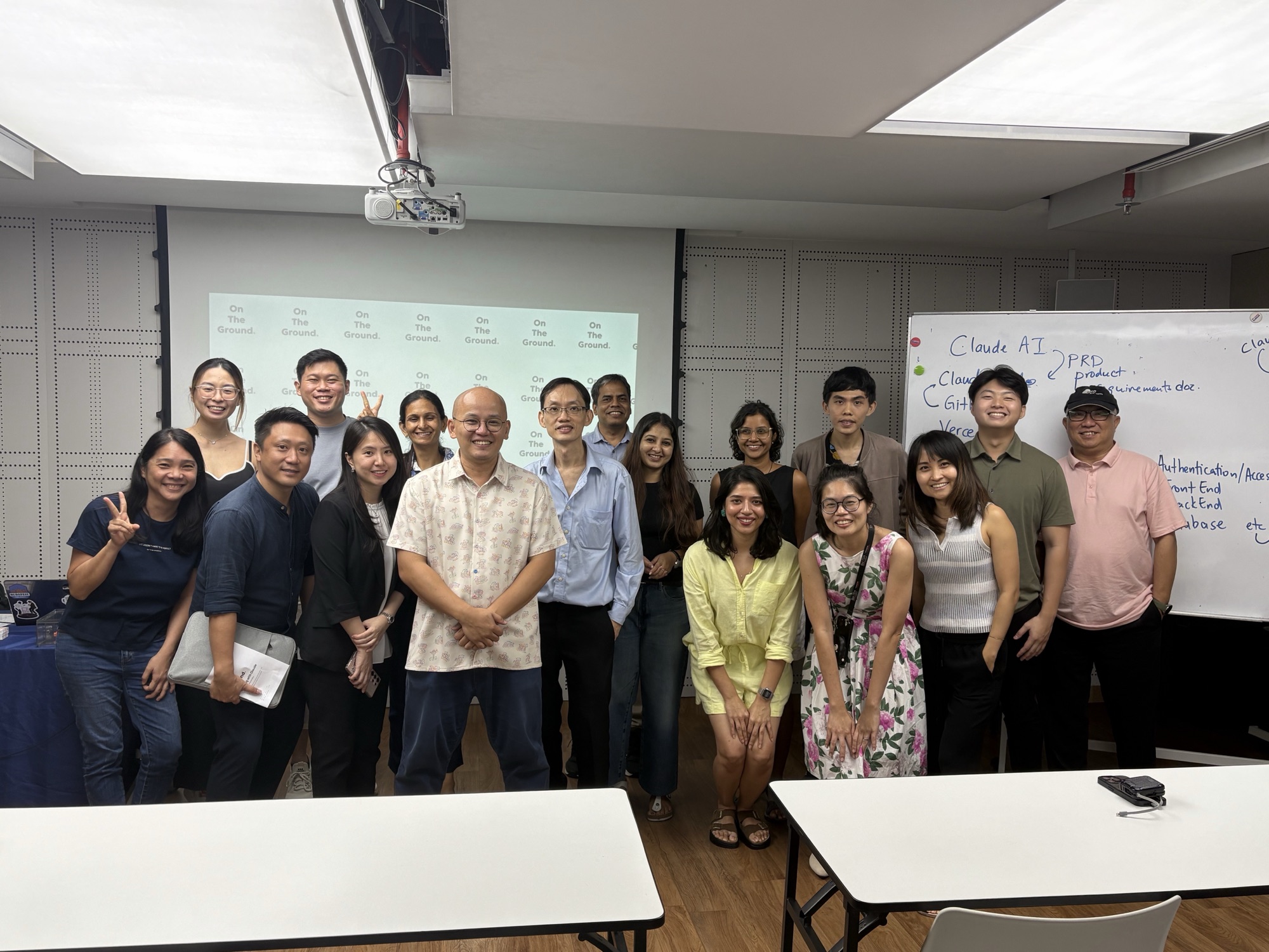 Attendees and the On The Ground team at the Working with Claude session, 16 July 2026, at MIT Space, Singapore