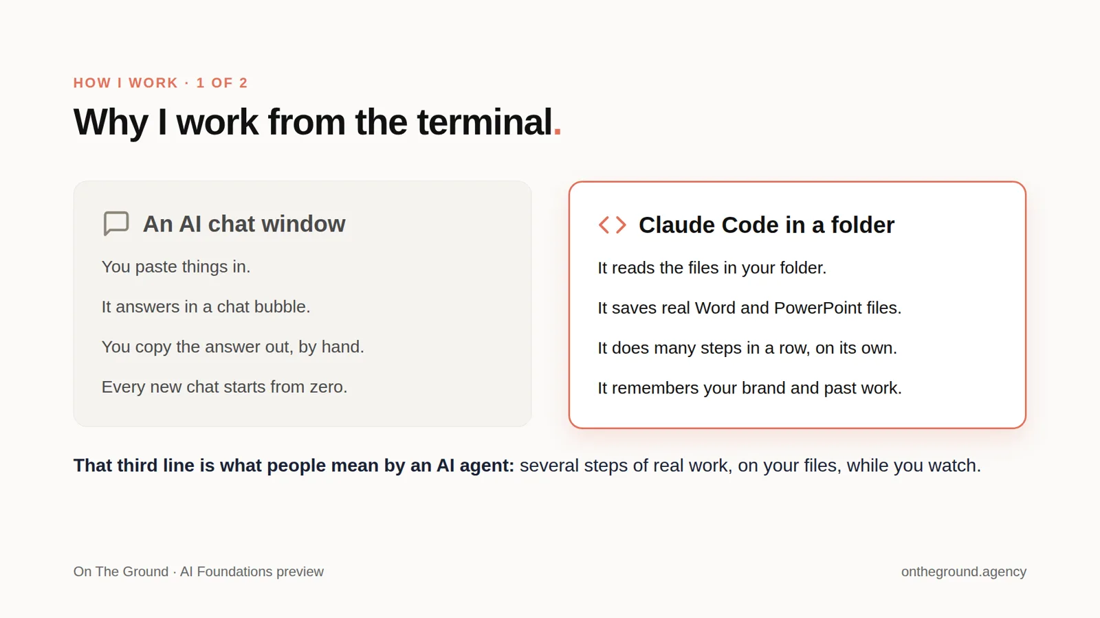 Slide 3: Why I work from the terminal