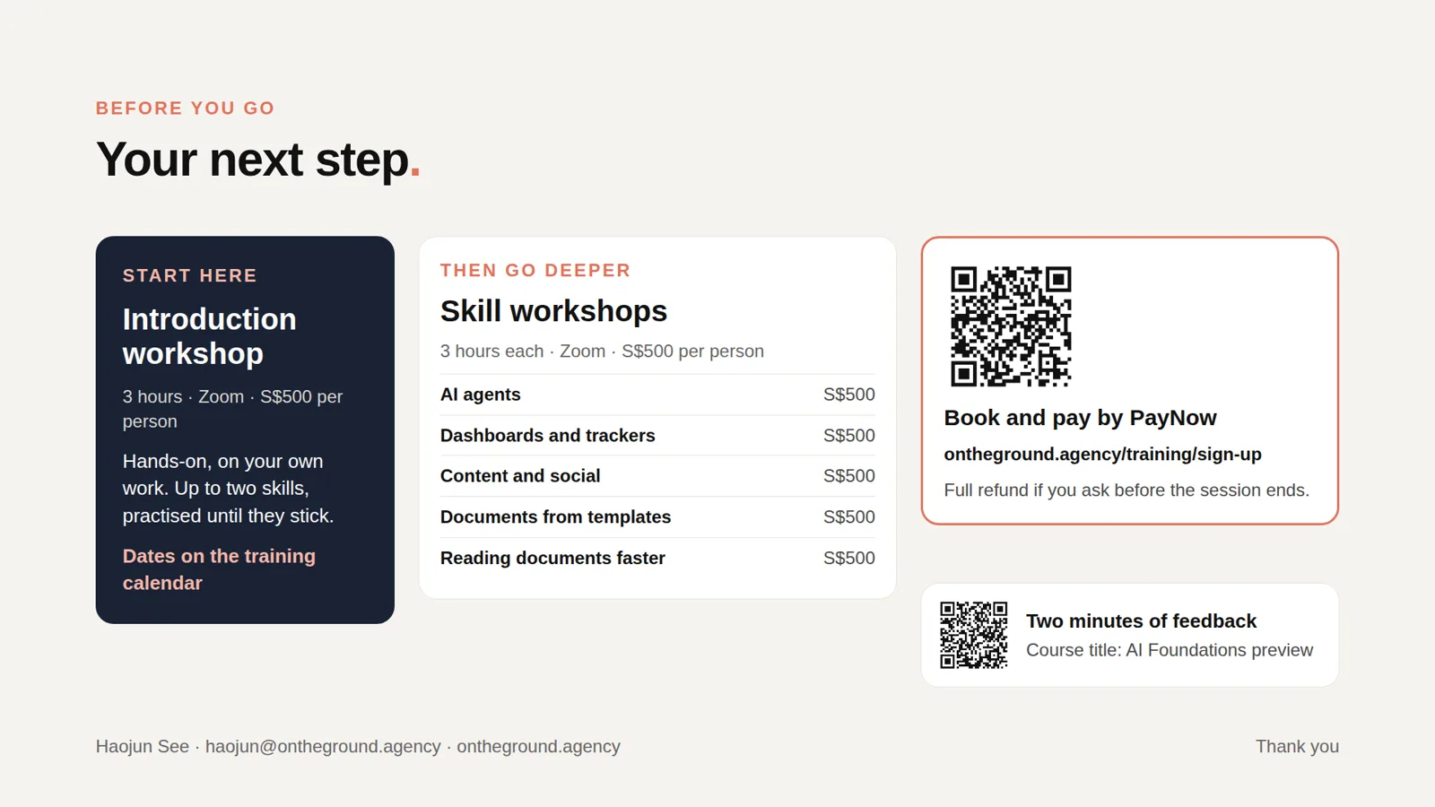 Slide 9: Your next step